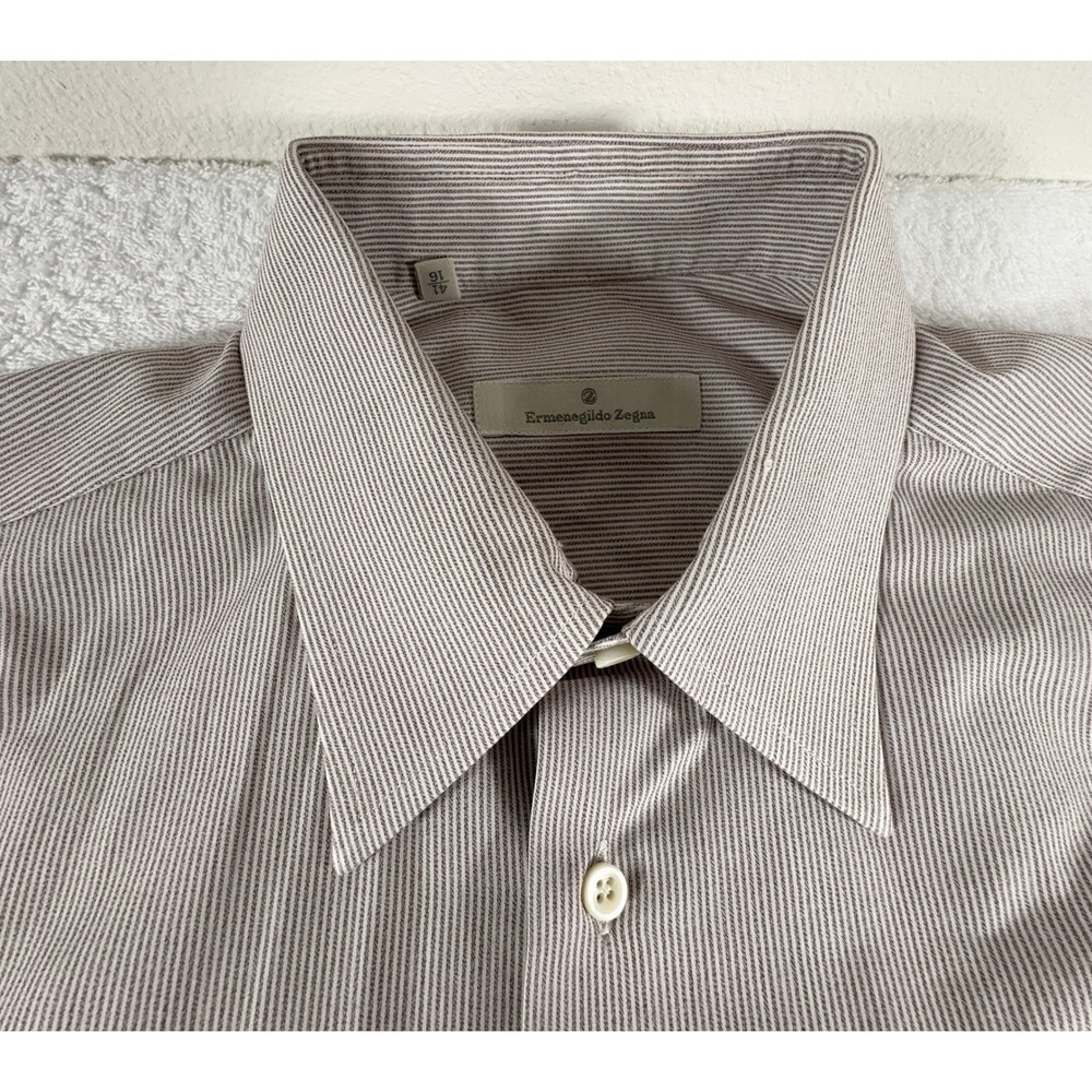Ermenegildo Zegna Mens Striped Dress Shirt 41 16 Cotton Italy